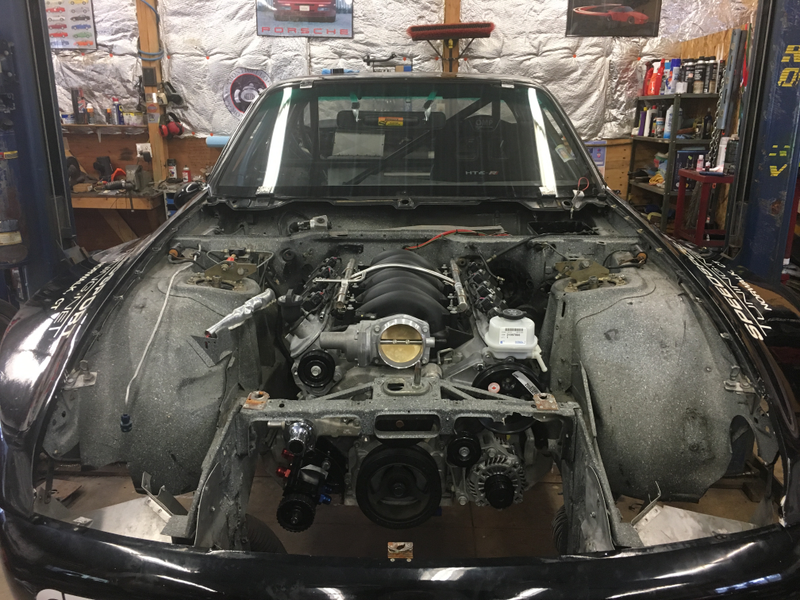 Test-fitting the engine.